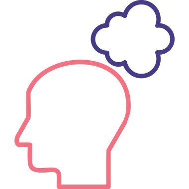 Düşünen baş simgesi, vektör çizimi basit tasarım