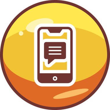 Ekran simgesinde konuşma balonu olan akıllı telefon, vektör illüstrasyon grafik tasarımı 