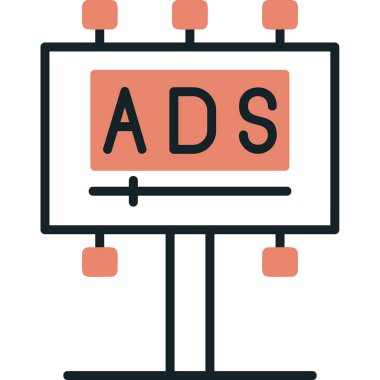 Reklam panosu simgesi, vektör illüstrasyonu basit tasarım