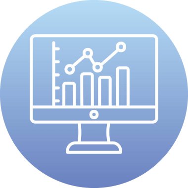 çevrimiçi bar grafikli bilgisayar ekranı, web simgesi basit illüstrasyon