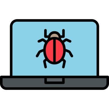 bilgisayar zararlı yazılım simgesi, vektör illüstrasyonu basit tasarım