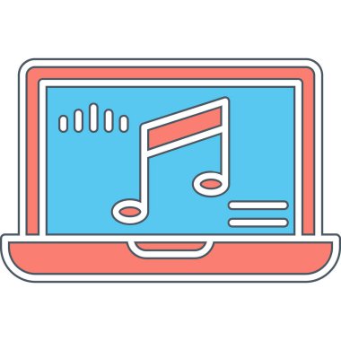 dizüstü bilgisayar vektör illüstrasyonu üzerine nota