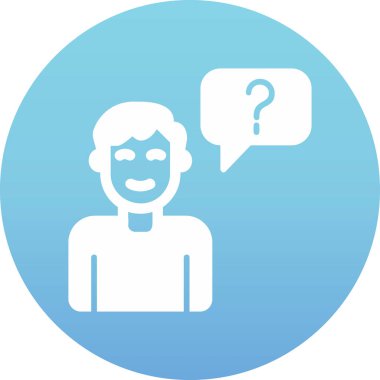 Müşteri Soru simgesi, vektör illüstrasyonu. Logotype. Konuşma balonunda soru işareti olan çocuk Avatar 'ı  