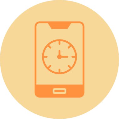 saat ve vektör illüstrasyonlu cep telefonu