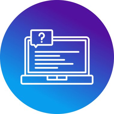  Soru işareti olan dizüstü bilgisayar simgesi. Vektör illüstrasyonu 