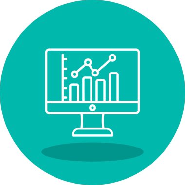 çevrimiçi bar grafikli bilgisayar ekranı, web simgesi basit illüstrasyon