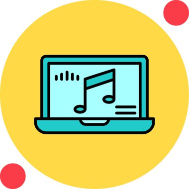 dizüstü bilgisayar vektör illüstrasyonu üzerine nota