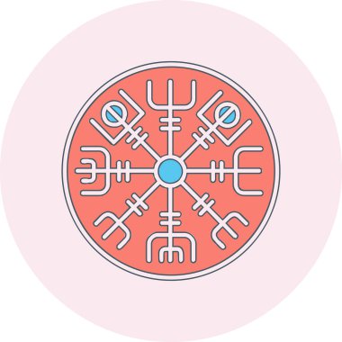Vegvisir runik pusula simgesi, vektör illüstrasyonu.