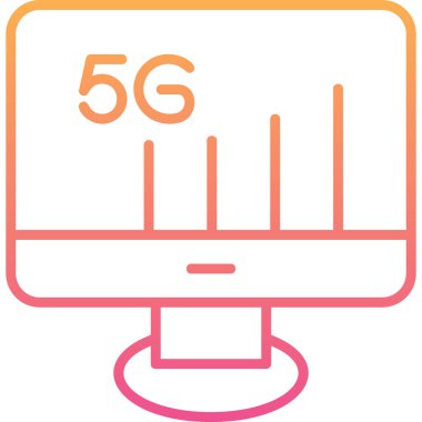 5G Monitör. Web simgesi basit illüstrasyon          