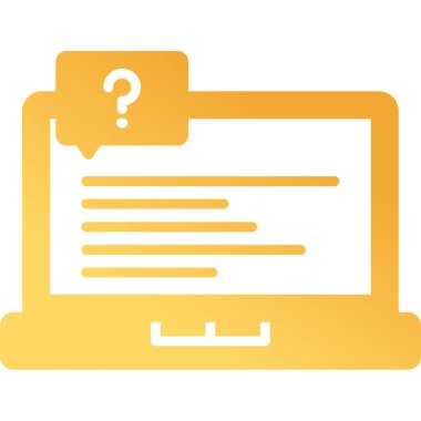  Soru işareti olan dizüstü bilgisayar simgesi. Vektör illüstrasyonu 