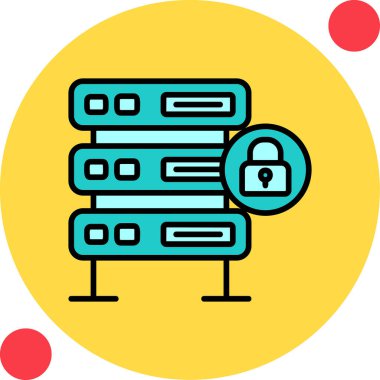 Şifrelenmiş sunucu simgesi, vektör illüstrasyonu basit tasarım