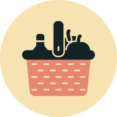 piknik sepeti simge vektör çizim