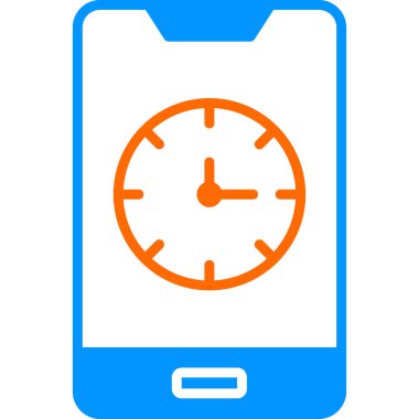 saat ve vektör illüstrasyonlu cep telefonu