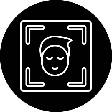 Yüz Tanıma vektör simgesi izole edildi. Yüz logosu taranıyor.