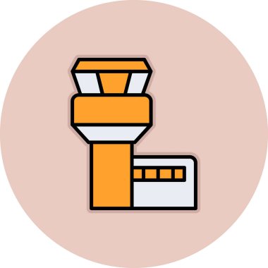 Uçuş Kontrol Kulesi web simgesi, vektör illüstrasyonu 