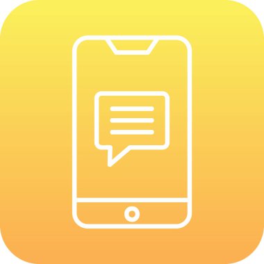 Ekran simgesinde konuşma balonu olan akıllı telefon, vektör illüstrasyon grafik tasarımı 