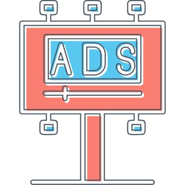 Reklam panosu simgesi, vektör illüstrasyonu basit tasarım