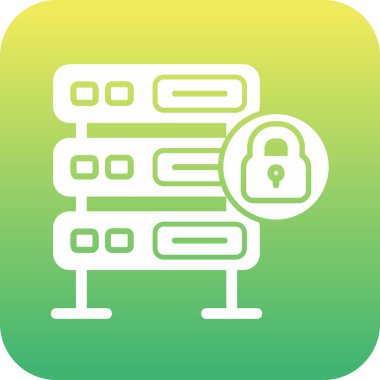 Şifrelenmiş sunucu simgesi, vektör illüstrasyonu basit tasarım