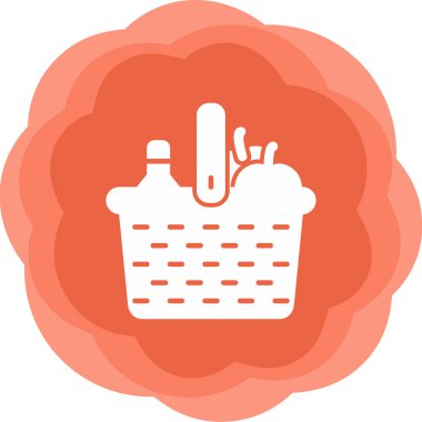 piknik sepeti simge vektör çizim