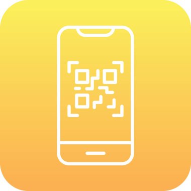 Cep telefonu ekranında QR kodu, vektör illüstrasyonu basit tasarım