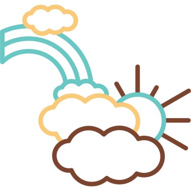 Bulutlu gökkuşağı. Web simgesi basit illüstrasyon