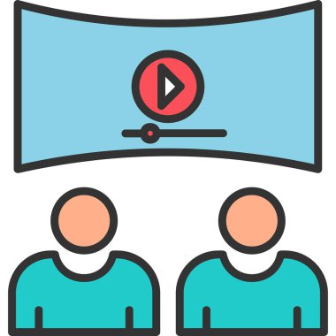 Viedeo izleyen insanlar, vektör illüstrasyonu basit tasarım