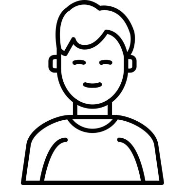 Saç stili ikonu olan genç bir adam. Özet insan kısa saç kesimi - web tasarımı için simge beyaz arka planda izole