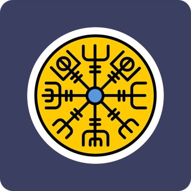 Vegvisir runik pusula simgesi, vektör illüstrasyonu.