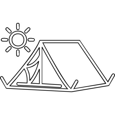 Çöldeki bir kamp çadırı ikonunun vektör çizimi
