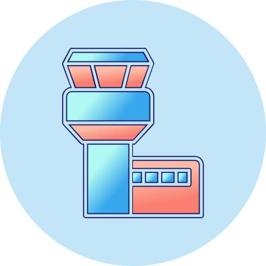 Uçuş Kontrol Kulesi web simgesi, vektör illüstrasyonu 