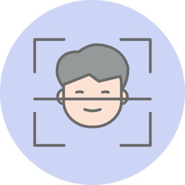 Yüz Tanıma simgesi, vektör illüstrasyonu basit tasarım