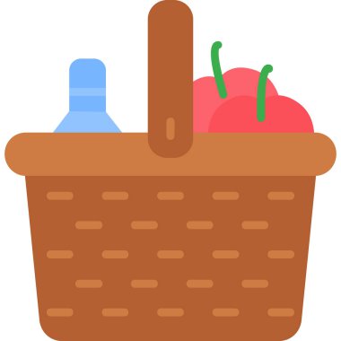 piknik sepeti simge vektör çizim