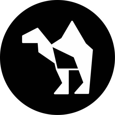 Origami tarzında deve simgesi, vektör illüstrasyonu 