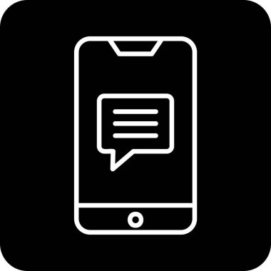 Ekran simgesinde konuşma balonu olan akıllı telefon, vektör illüstrasyon grafik tasarımı 