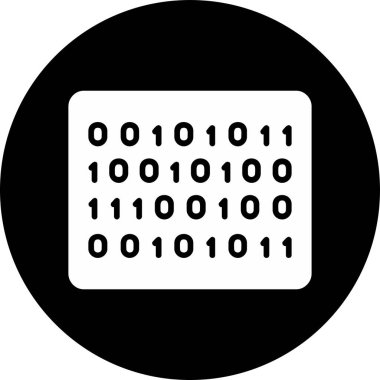 İkili Kod simgesi, vektör illüstrasyonu 