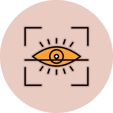 Göz Tarama Ağı simgesi, vektör illüstrasyonu. Tarama çerçevesi vektör ana hatları işaretli dijital göz