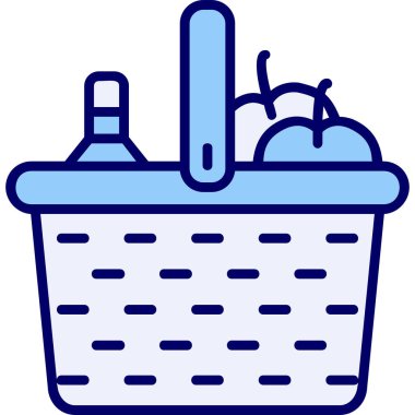 piknik sepeti simge vektör çizim