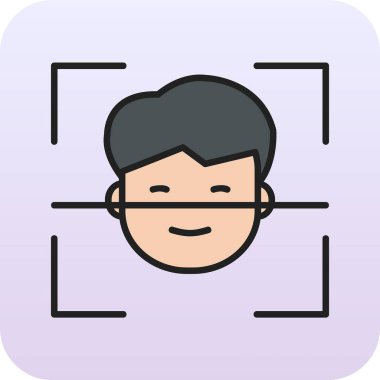 Yüz Tanıma simgesi, vektör illüstrasyonu basit tasarım