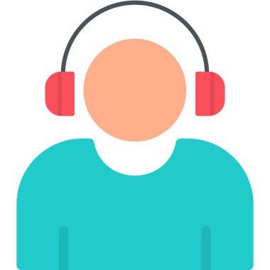 Etkilendirici kulaklık takar Web simgesi, vektör illüstrasyonu