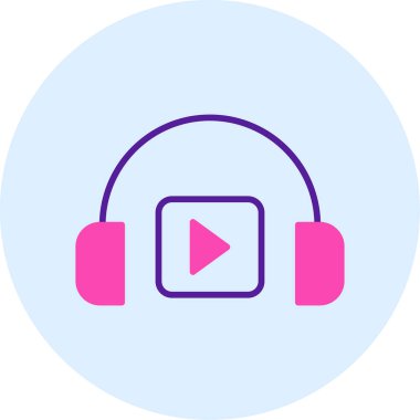 Podacast Dinleme eşleşmeli ikon vektör çizimi