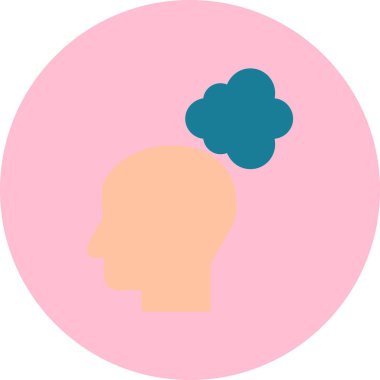 Düşünen baş simgesi, vektör çizimi basit tasarım