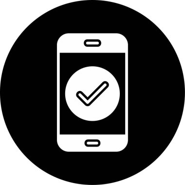 Tik işaretli telefon, vektör illüstrasyonu basit tasarım