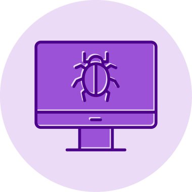 bilgisayar virüsü simgesi, vektör illüstrasyonu basit tasarım