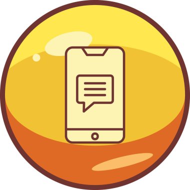 Ekran simgesinde konuşma balonu olan akıllı telefon, vektör illüstrasyon grafik tasarımı 