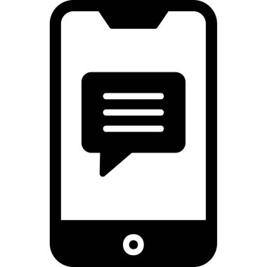 Ekran simgesinde konuşma balonu olan akıllı telefon, vektör illüstrasyon grafik tasarımı 