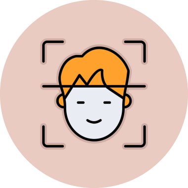 Yüz Tanıma vektör simgesi izole edildi. Yüz logosu taranıyor.