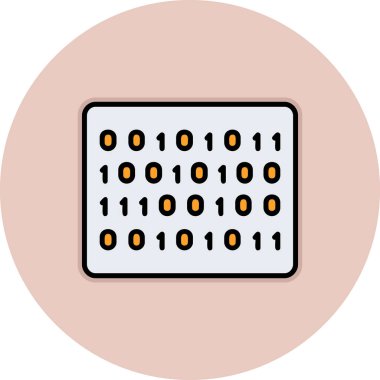 İkili Kod simgesi, vektör illüstrasyonu 