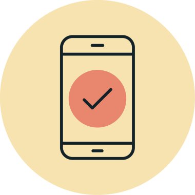 Tik işaretli telefon, vektör illüstrasyonu basit tasarım