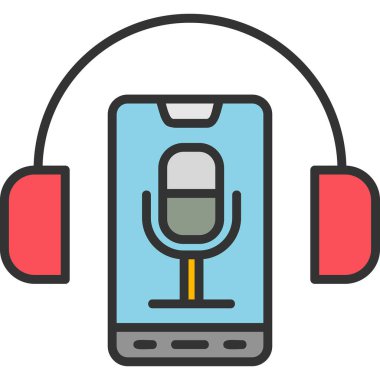 Ses Kaydı cep telefonu uygulama simgesi, vektör illüstrasyonu basit tasarım