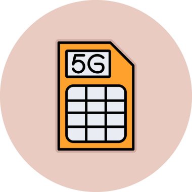 5g Sim Kart web simgesi, vektör illüstrasyonu 